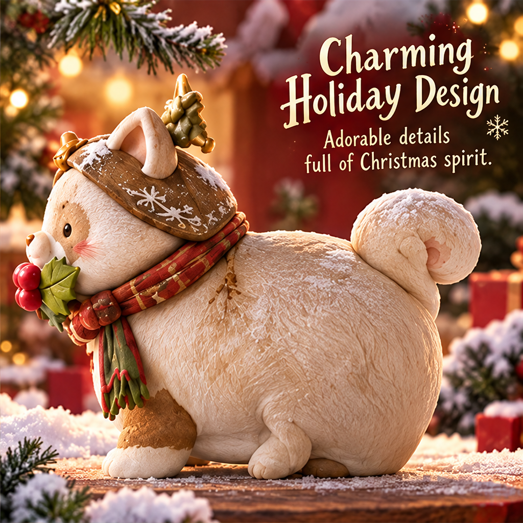 Christmas cat figurine with holly and scarf beside A Heartwarming Gift Choice text